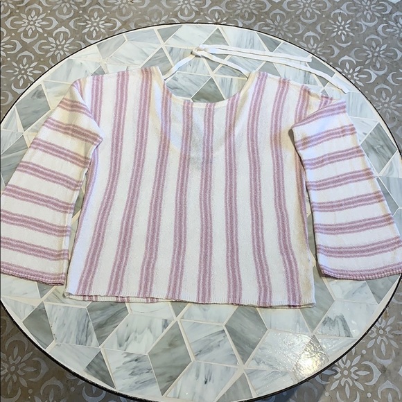 Express Super Soft Stripped Scoop Back Sweater - Picture 6 of 6